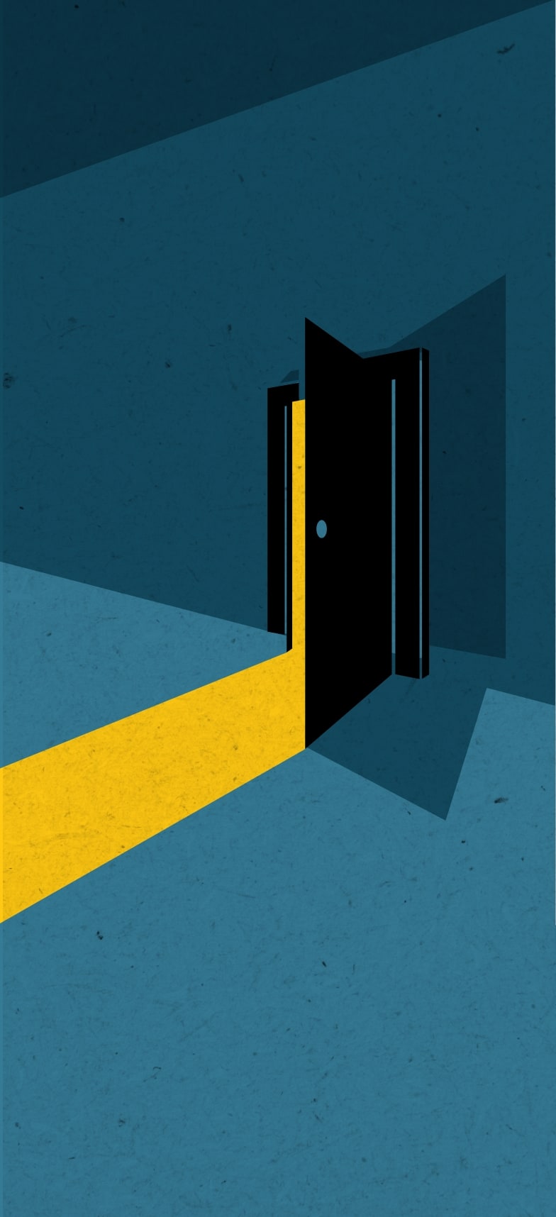Illustration von offener Tür mit Lichstrahl für Escape Game Time-Busters Wien